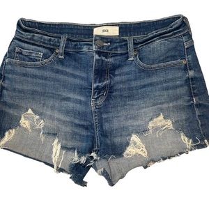 BKE Gabby Distressed High Rise Cutoff Denim Shorts